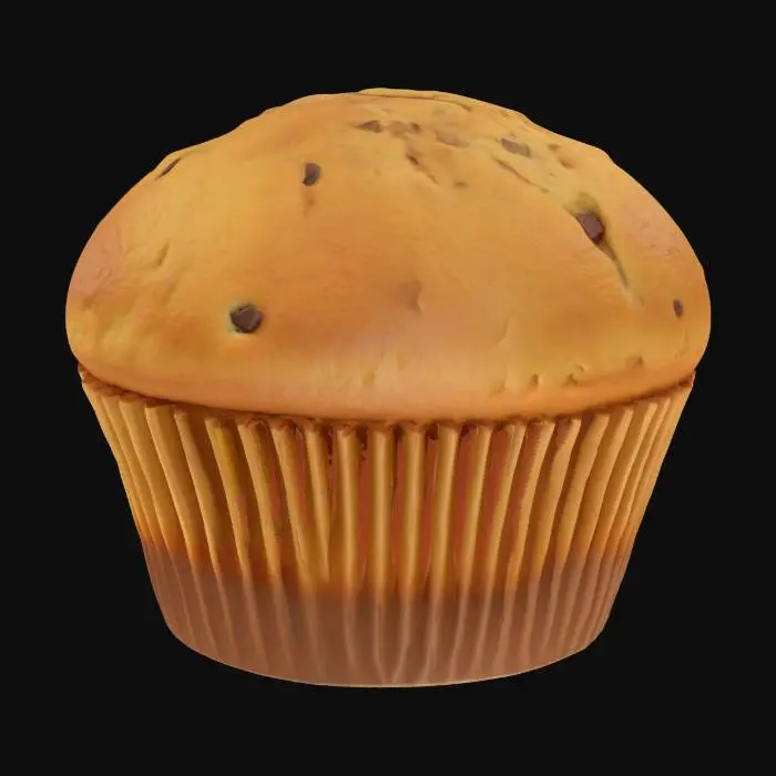 3D model for A low poly muffin with a rounded top and paper base. Minimal detail, no chocolate chips or frosting. Fits well in cozy and clean coffee shop games.