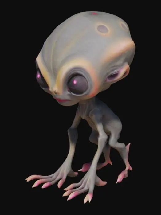 3D model for Alien Gray - ruby eyes, shining although not glowing