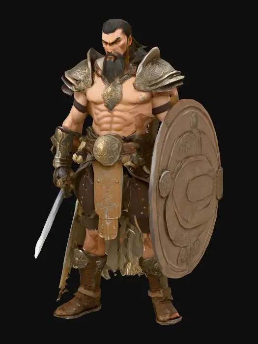 3D model for cria um personagem de luta que usa varios assessorios que para ele são reliquias