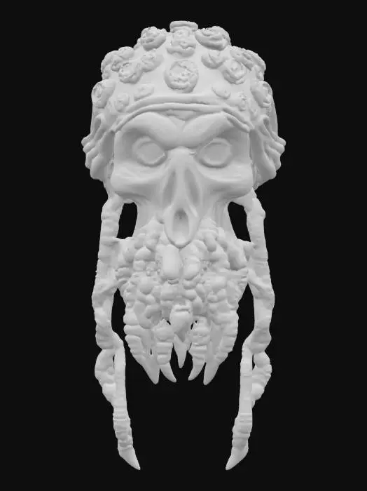 3D model for Generate a hyper-realistic, high-resolution 3D head scan of a humanoid sea-creature pirate inspired by deep-sea fauna.
The face should feature textured octopus-like tentacles instead of a beard, barnacle-covered skin, coral-like growths, and translucent membrane details. Eyes should be vivid, deep-sea blue with complex reflections. Use PBR materials for wet-look skin, realistic subsurface scattering, and fine micro-details on the epidermis (pores, algae patterns, scars).
Lighting should be cinematic soft light from 45°, with realistic shadows and ambient occlusion for photogrammetry-quality accuracy.
clean topology, 4K textures, photogrammetry, photorealism, ultra-detailed face, PBR textures, marine creature pirate, digital sculpt, high-quality 3D head model. #ocean#