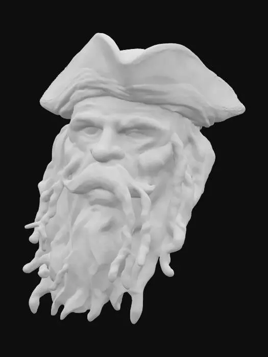 3D model for photogrammetry portrait of Davy Jones from the movie Pirates of the Caribbean. Realistic and highly detailed texture, Digital art, 4k, Fine details, Clean lines, Vivid colors, Photorealism, high-resolution textures, detailed face, PBR textures included, photorealism, detailed eyes, realistic shadows and soft lighting. High-quality 3D.  Clean UVs, watertight mesh, optimized for close-up rendering with soft cinematic light falloff. , #ocean#