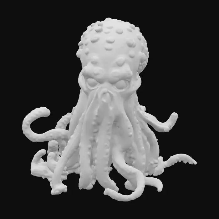 3D model for Generate a hyper-realistic, high-resolution 3D head scan of a humanoid sea-creature pirate inspired by deep-sea fauna.
The face should feature textured octopus-like tentacles instead of a beard, barnacle-covered skin, coral-like growths, and translucent membrane details. Eyes should be vivid, deep-sea blue with complex reflections. Use PBR materials for wet-look skin, realistic subsurface scattering, and fine micro-details on the epidermis (pores, algae patterns, scars).
Lighting should be cinematic soft light from 45°, with realistic shadows and ambient occlusion for photogrammetry-quality accuracy.
clean topology, 4K textures, photogrammetry, photorealism, ultra-detailed face, PBR textures, marine creature pirate, digital sculpt, high-quality 3D head model.  #ocean#
