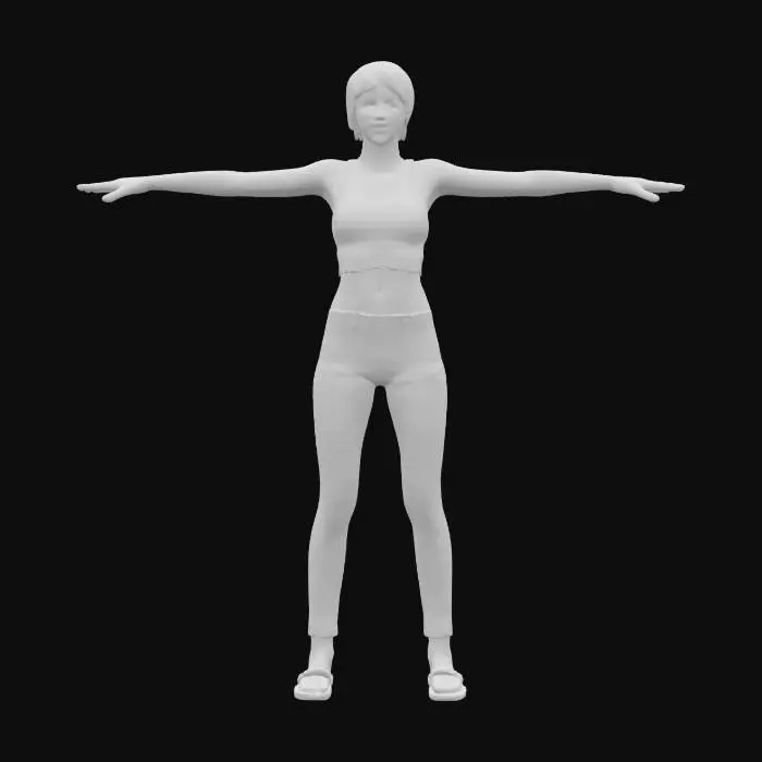 3D model for une maman latine en T-Pose, photogrammetrie texture, super detailllé, cheveux court, pas d'ombre sur la peau, pas d'ombre sur le visage, yeux fermé