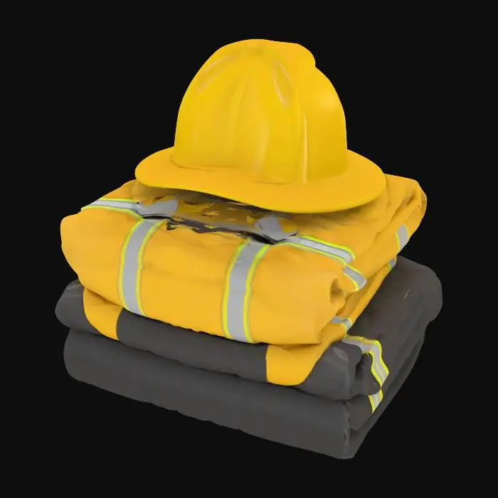 3D model for uniforme de pompier plié bien rangé, photogrammetrie, 8K PBR