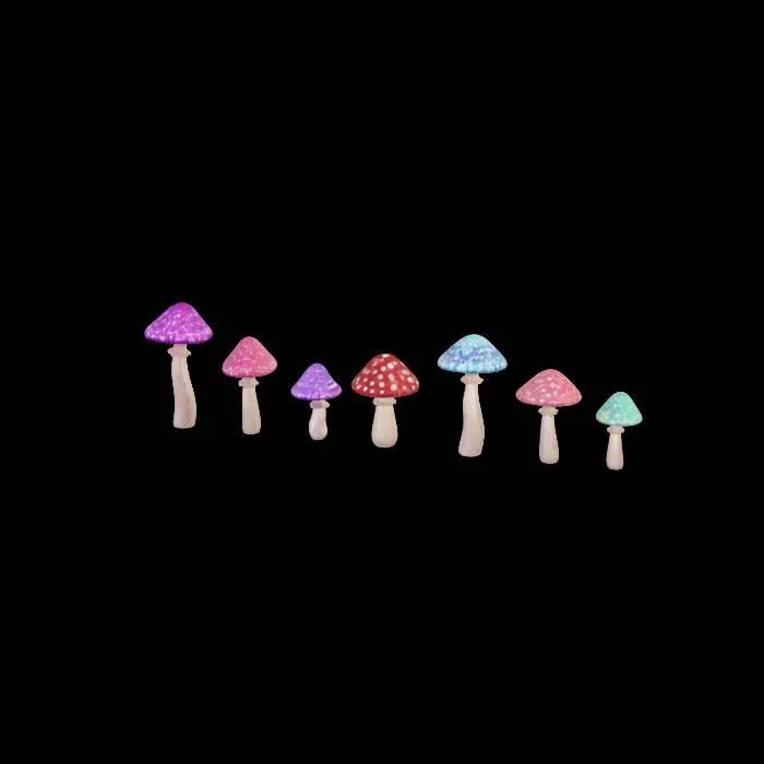 3D model for Rainbow Mushrooms in a Row