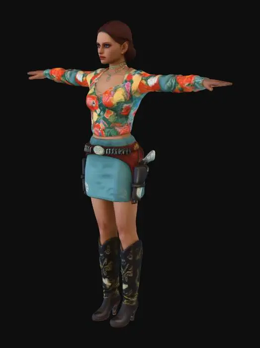 3D model for Cowgirl Vigilante (Remove Weapons)