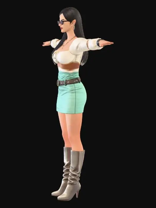 3D model for Illustration of a Stylish Woman in Sunglasses