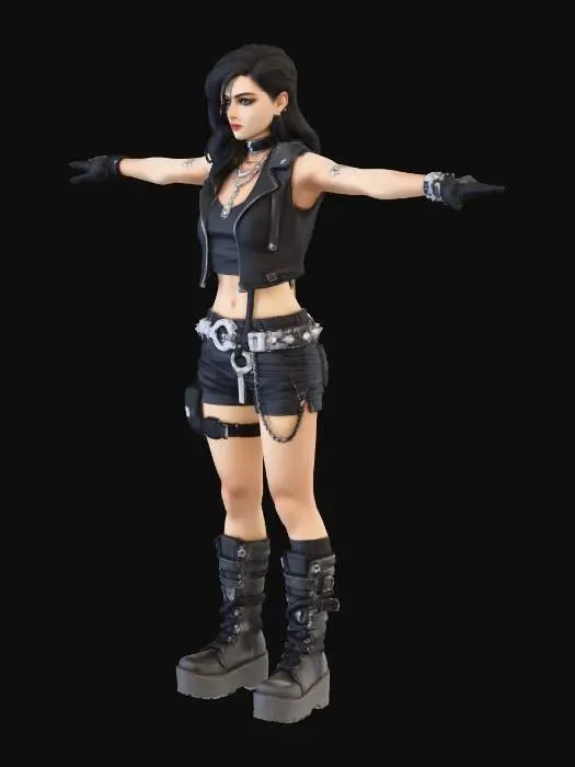 3D model for Goth Punk Female Thug