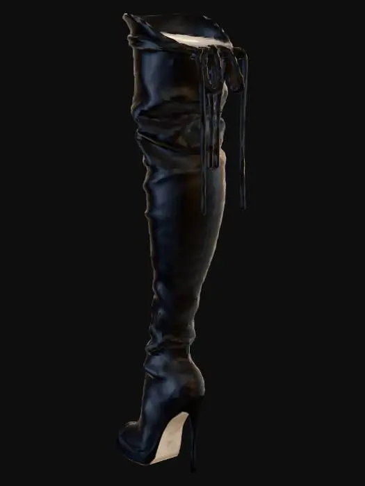 3D model for Over-the-Knee Black Leather Stiletto Boot