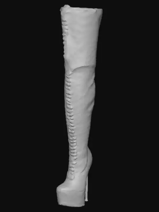 3D model for Chain Detail Black Patent Thigh-High Boot