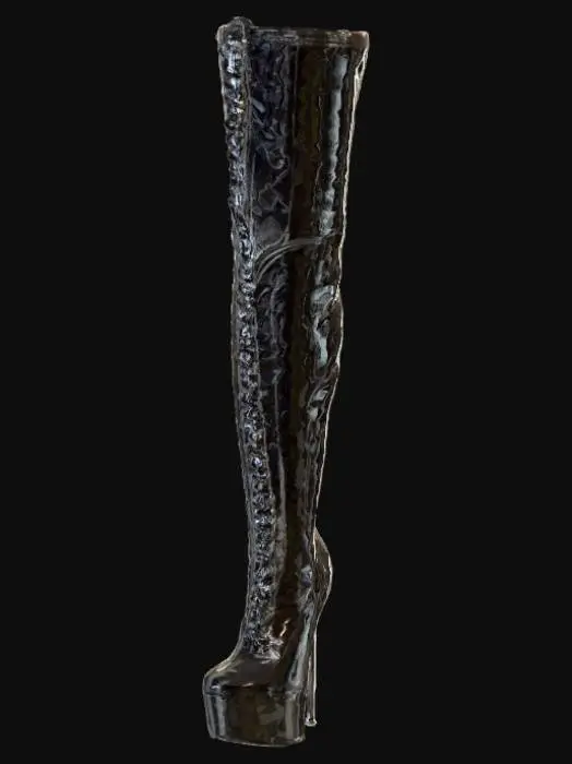 3D model for Chain Detail Black Patent Thigh-High Boot