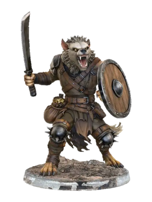 Fierce Gnoll Shieldbearer por ian — miniatura de DnD personalizada criada com o Meshy AI