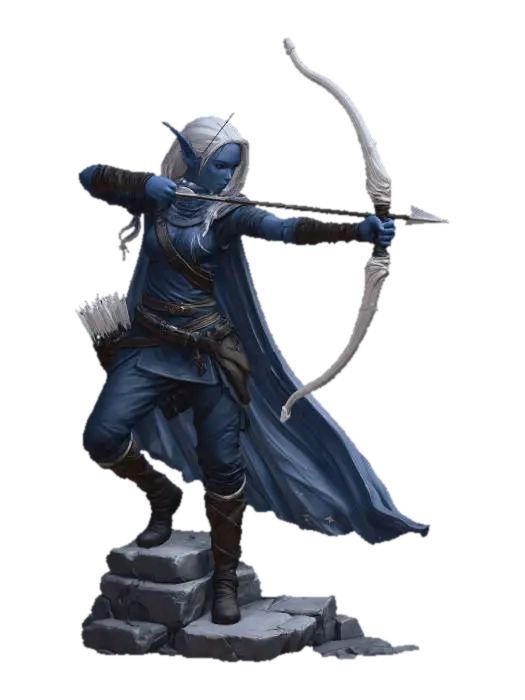 Azure Archer Night Elf - Ranger model 3D, wygenerowany przez AI