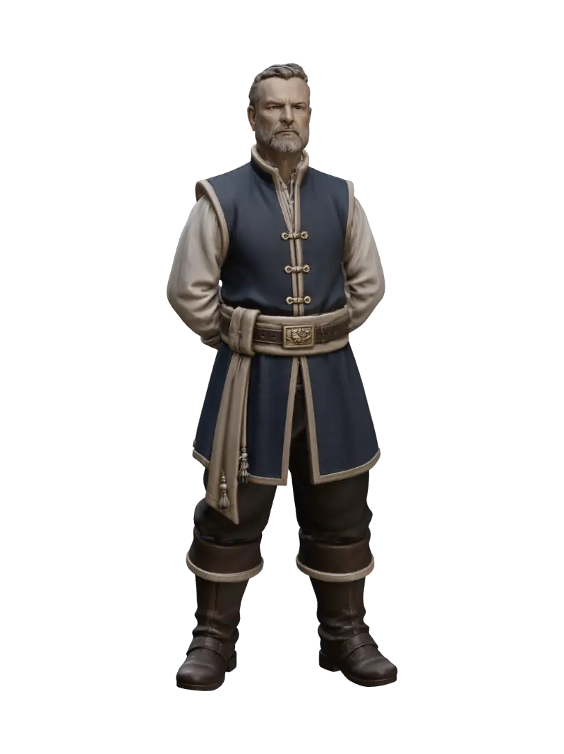 Blue Vestment Knight - Professor 3D model, vytvořený pomocí AI