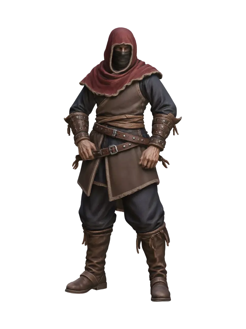 Crimson Hooded Assassin - Watak fantasi 3D Meshy AI
