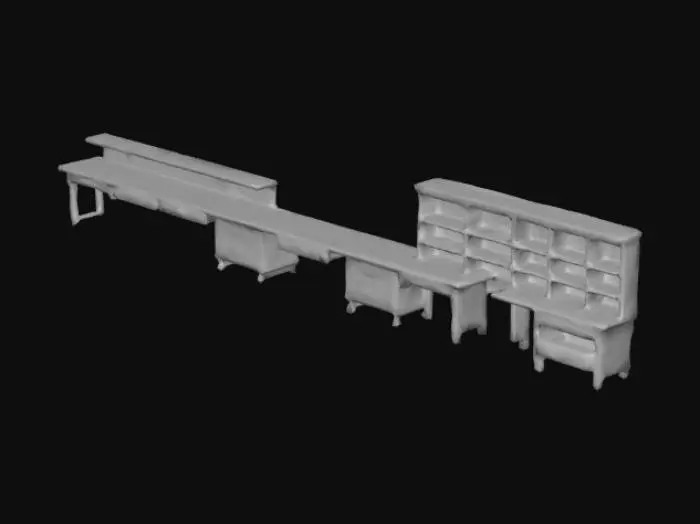 3D model for Wooden laboratory benches (worn, scratched surface)