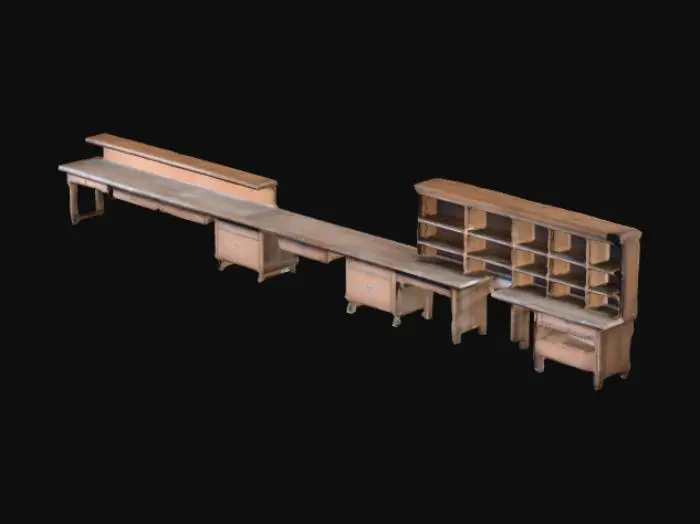 3D model for Wooden laboratory benches (worn, scratched surface)
