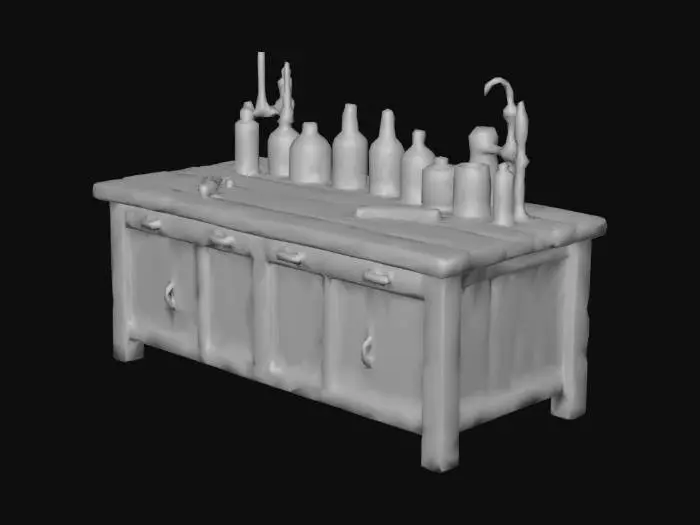 3D model for Wooden laboratory benches (worn, scratched surface)