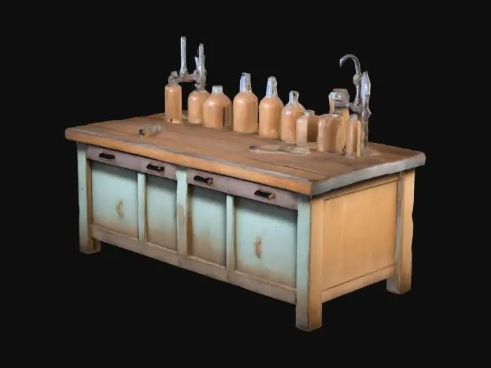 3D model for Wooden laboratory benches (worn, scratched surface)