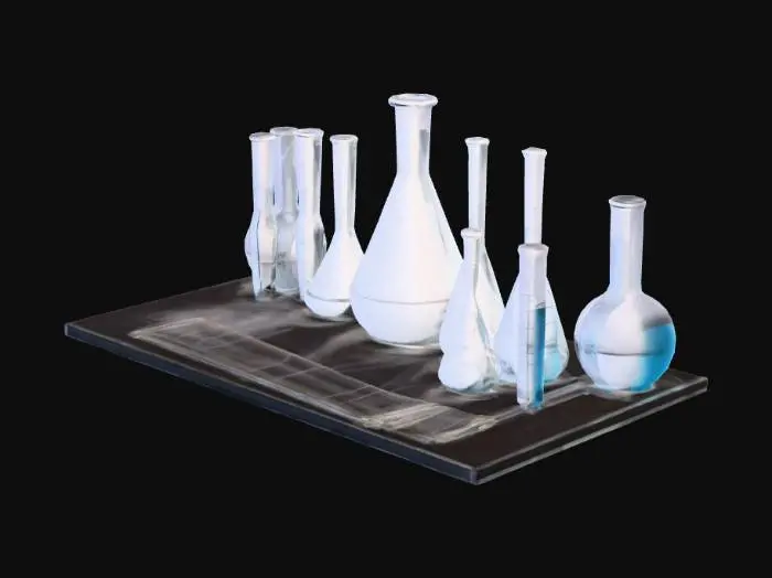 3D model for Glass beakers, flasks, test tubes (some steaming)