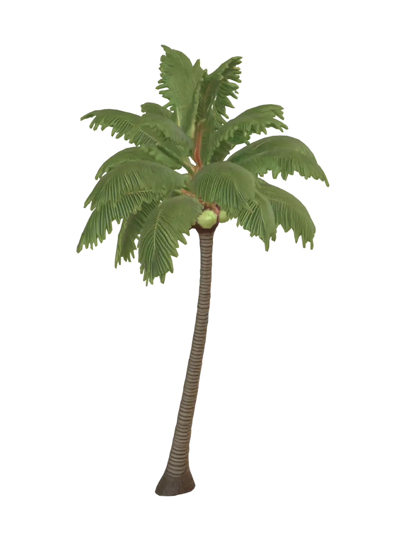 Coconut Palm Tree VR 3D model, vytvořený pomocí AI