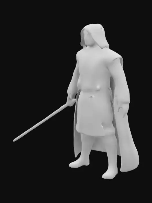 3D model for オビワンケノービ、ライトセーバーを持っている