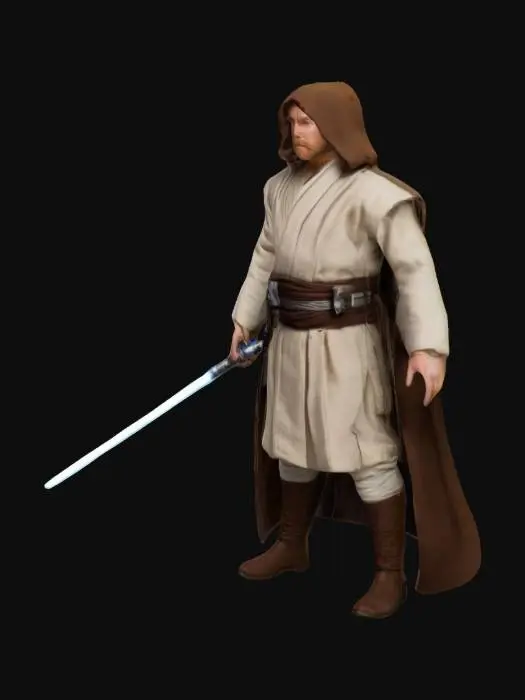 3D model for オビワンケノービ、ライトセーバーを持っている