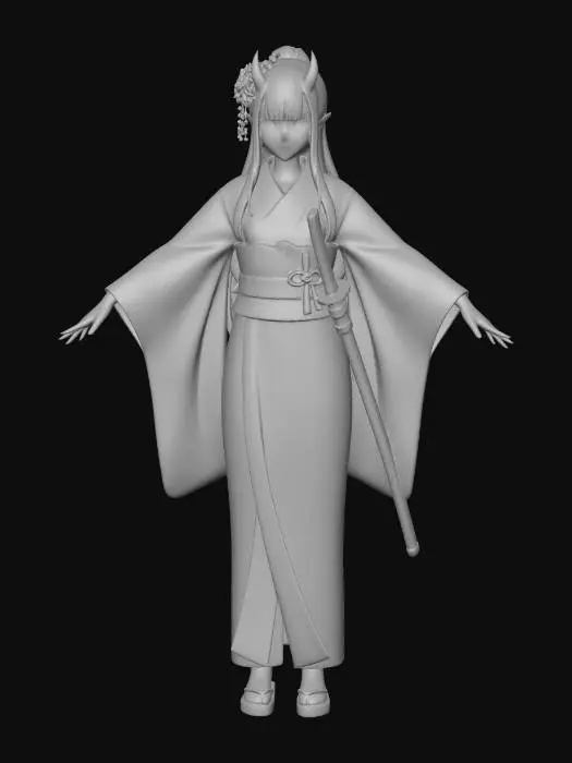 3D model for Demoness in Kimono