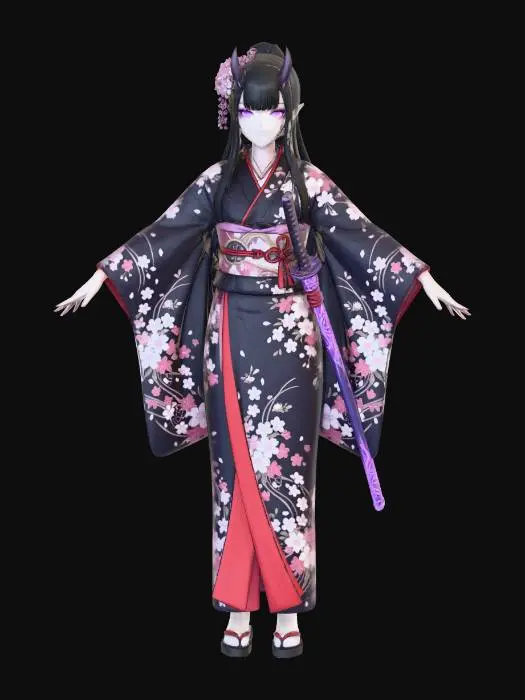 3D model for Demoness in Kimono