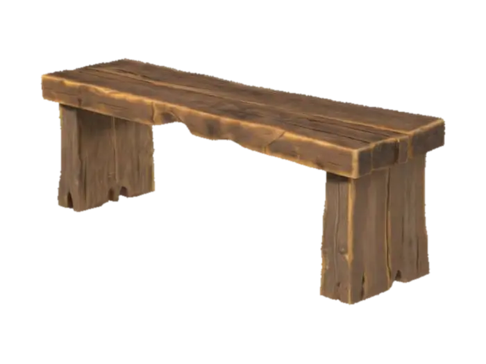 A simple medieval wooden beer bench for a poor, rural tavern, hand-crafted from rough oak planks,… 的 AI 生成 3D 模型