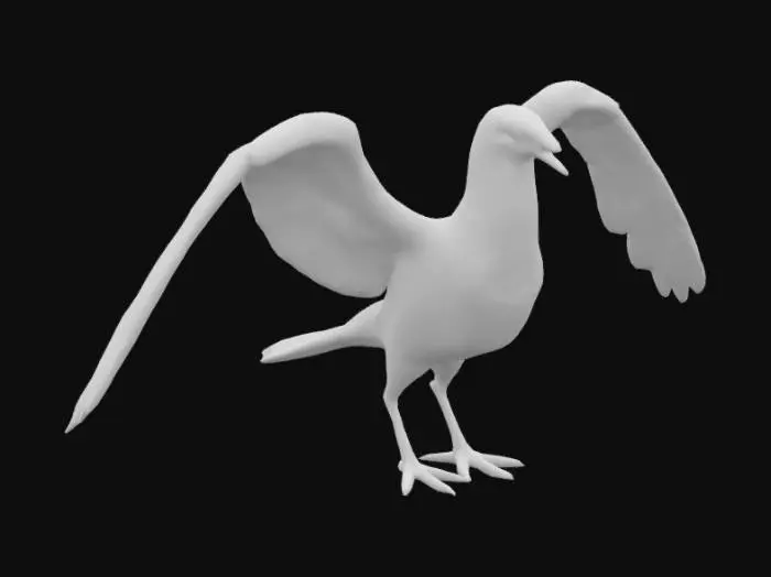 3D model for a realistic seagull standing on a rock, wings relaxed, high detail feathers and textures, game ready asset, clean mesh, UV unwrapped, PBR textures, optimized for real-time rendering





