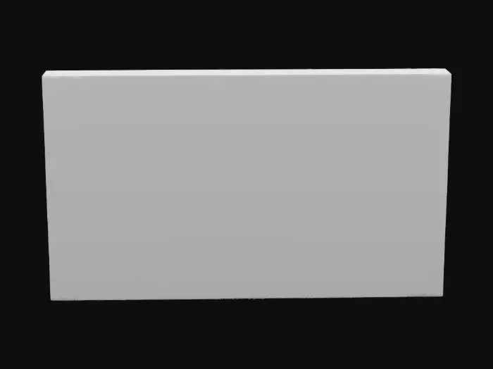 3D model for "Create a smooth rectangular wall block, 3 meters wide, 2.5 meters high, and 0.2 meters thick. The block should have sharp, clean edges and perfectly flat surfaces. No textures, no openings. Use watertight geometry suitable for modular construction."
