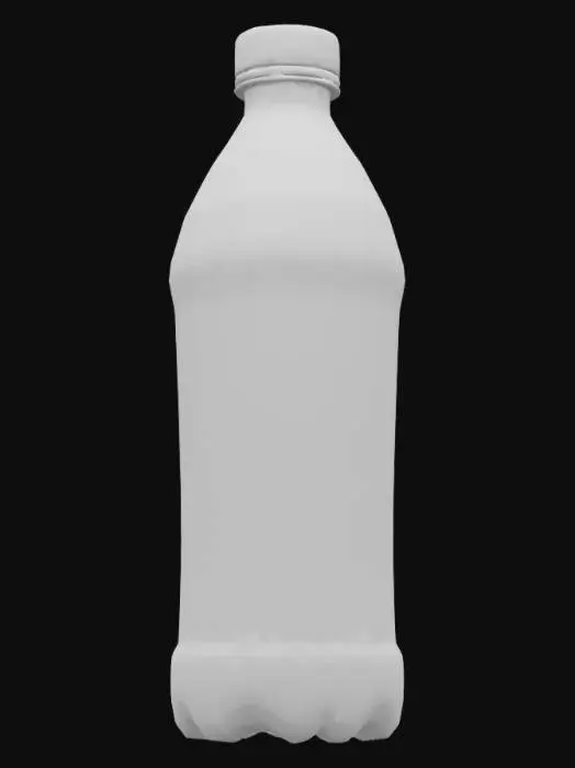 3D model for a plastic bottle filled with orange juice, orange-colored liquid inside, no label or branding, realistic style, game ready, UV unwrapped, high resolution PBR textures, clean mesh