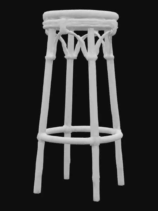 3D model for a bamboo bar stool with round seat and rope bindings, beach style, clean mesh, game ready asset, high resolution PBR textures, UV unwrapped, optimized for real-time rendering























