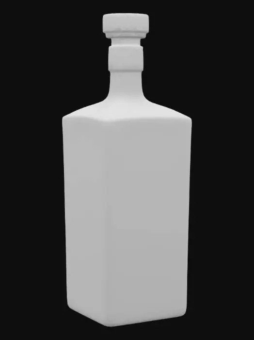 3D model for a square glass whiskey bottle with amber liquid, metal screw cap, no label, realistic look, game ready asset, UV unwrapped, high resolution PBR textures, clean mesh






































