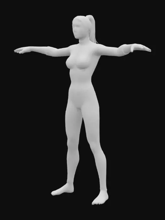 3D model for a female surfer in wetsuit, T-pose, athletic build, wet hair, ready for animation and rigging, game ready character with PBR textures, UV unwrapped, clean topology, realistic style










