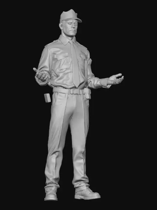 3D model for Vault Security Officer

Realistic male vault security officer in T-pose, Game Ready with PBR textures. Blue jumpsuit with yellow stripe, old utility belt, slightly damaged armor plates, Fallout-style vault dweller design.