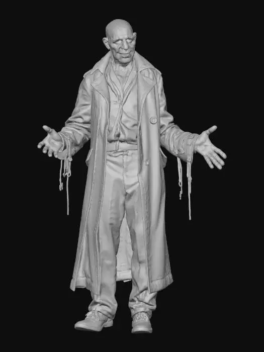 3D model for Ghoul Citizen
Realistic male ghoul character in T-pose, Game Ready with PBR textures. Decayed skin, torn clothing, worn boots, ragged trench coat, Fallout-style ghoul civilian.