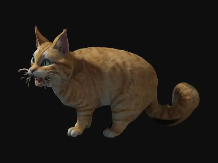 3D model for Kahkaha atan bir kedi. Realistik. Son derece sitilize. Ultra detaylı. Uzun, kalın tüylü bir kuyruk. Detaylar en az 5 mm derinliğinde. Kabartılar en az 5 mm kalınlığında. Duvarlar en az 4 mm kalınlığında. 4k