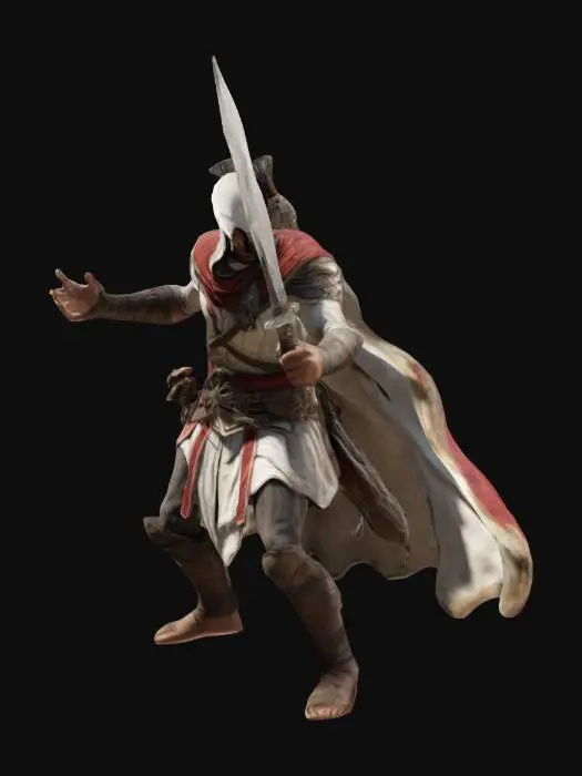 3D model for assassins creed, alexios, kolları açık, saldırı pozisyonu, realist