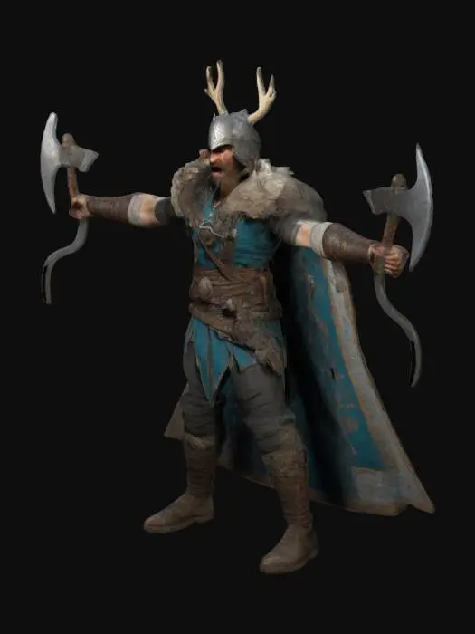 3D model for assassins creed valhalla. eivor karakteri. vahşi görünüm, saldırı pozisyonu. , Ortaçağ, Son Derece Detaylı, Ultra Gerçekçi, Savaş Pozu