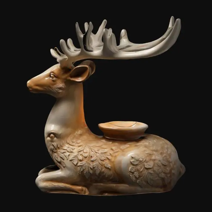 3D model for Bir mumluk. Zarif bir geyik şeklinde. Ultra detaylı. Realistik. , Stilize edilmiş, Seramik, Son Derece Detaylı, Ultra Gerçekçi, Oturma, 