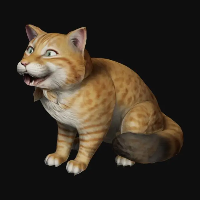 3D model for Kahkaha atan bir kedi. Realistik. Son derece sitilize. Ultra detaylı. Uzun, kalın tüylü bir kuyruk. Detaylar en az 5 mm derinliğinde. Kabartılar en az 5 mm kalınlığında. Duvarlar en az 4 mm kalınlığında. 4k