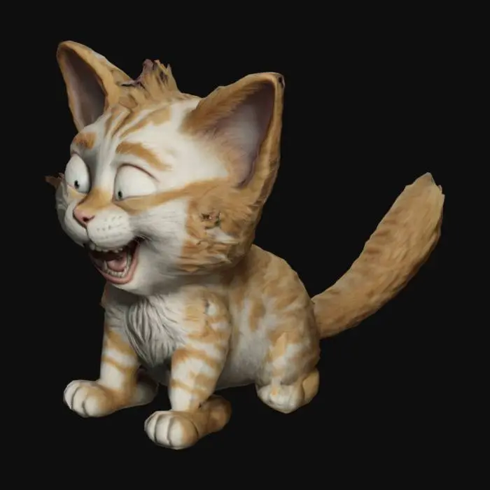 3D model for Kahkaha atan bir kedi. Realistik. Son derece sitilize. Ultra detaylı. Uzun, kalın tüylü bir kuyruk. Detaylar en az 5 mm derinliğinde. Kabartılar en az 5 mm kalınlığında. Duvarlar en az 4 mm kalınlığında. 4k