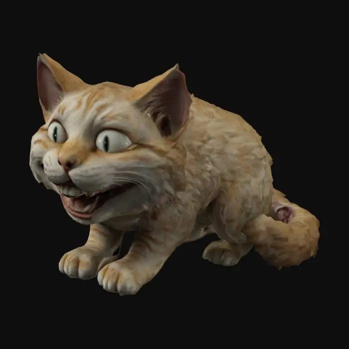 3D model for Kahkaha atan bir kedi. Realistik. Son derece sitilize. Ultra detaylı. Uzun, kalın tüylü bir kuyruk. Detaylar en az 5 mm derinliğinde. Kabartılar en az 5 mm kalınlığında. Duvarlar en az 4 mm kalınlığında. 4k