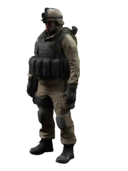 private military soldier for a survival horror fps not holding anything 3D model, vytvořený pomocí AI