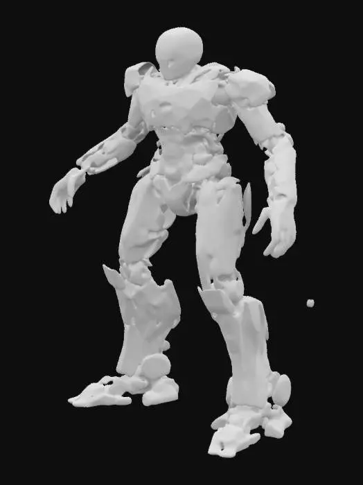 3D model for A futuristic industrial robot with 8 flexible arms, each moving independently, performing tasks like assembly and welding on a modern production line. Its streamlined metal body has hydraulics and sensors. The factory background includes collaborative robots and equipment, filled with industrial elements under cool lighting. Metallic textures, futuristic style, rich details, and dynamic energy.