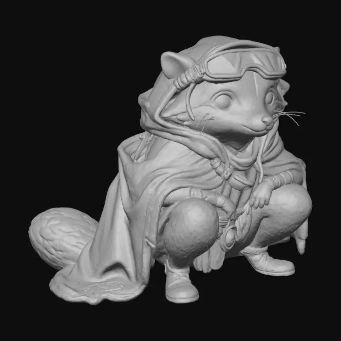 3D model for Adventurous Raccoon in the Forest