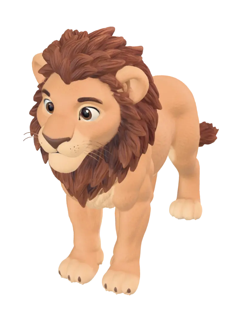 Lion Cartoon 3D Model - Bengal 3D model, vytvořený pomocí AI