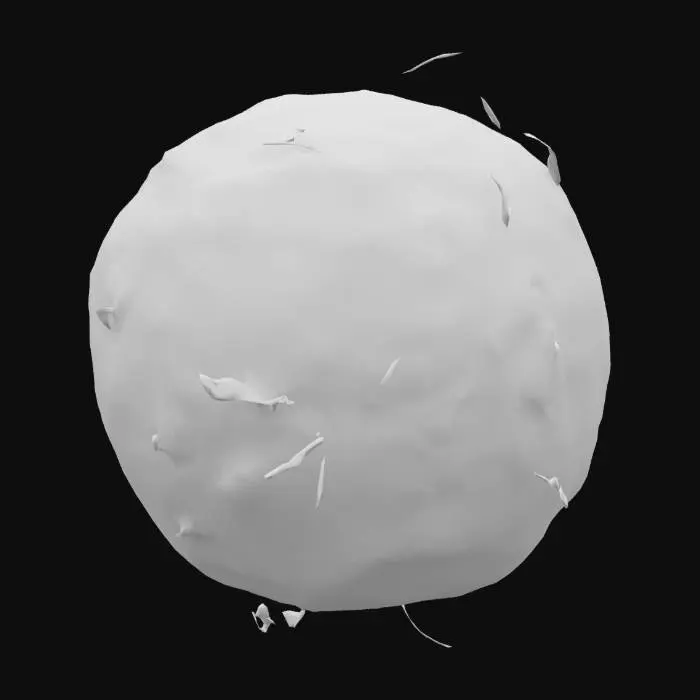 3D model for 一个动态的火球模型，呈现为炽热、不断翻腾的球状魔法能量。其表面由深红、橙色渐变为耀眼的黄色与白炽核心，带有不断涌动的火焰纹理和扭曲的热浪。球体结构虽然整体呈球形，但边缘模糊且不稳定，偶尔有火舌喷出，暗示着其内部剧烈的能量波动，散发出强烈的热量和光芒。